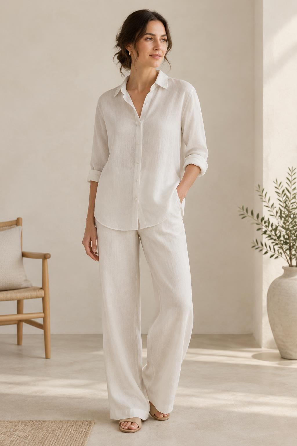 The blouse inspiration using MADERA - 100% linen fabric fabric