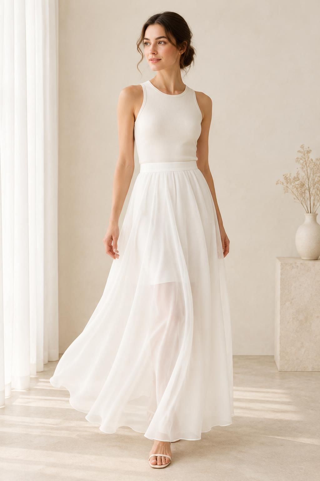 Inspiration La jupe avec le tissu ROSALIA - Mousseline polyester