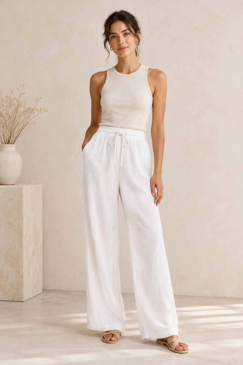The trousers inspiration using ELORA - Lightweight crinkled viscose fabric