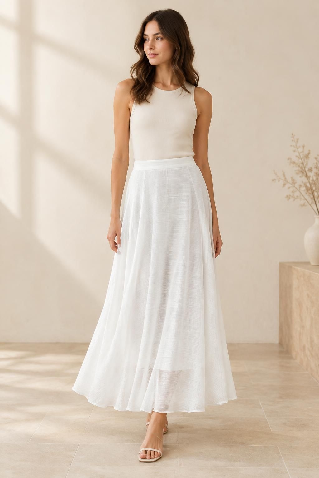 Inspiration La jupe avec le tissu ANNA - Voile de viscose texturé