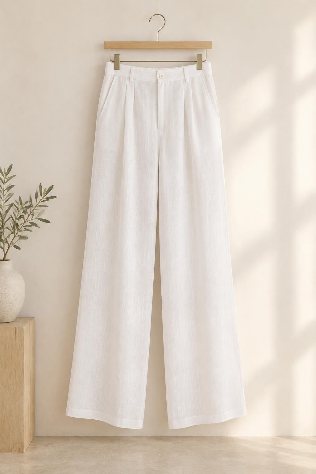 The trousers inspiration using CALI - Lightweight Viscose Linen Effect fabric