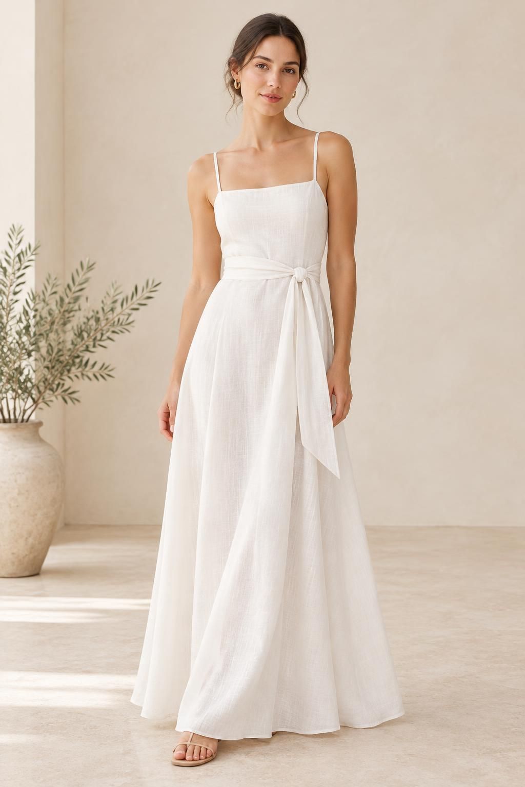 The dress inspiration using CALI - Lightweight Viscose Linen Effect fabric