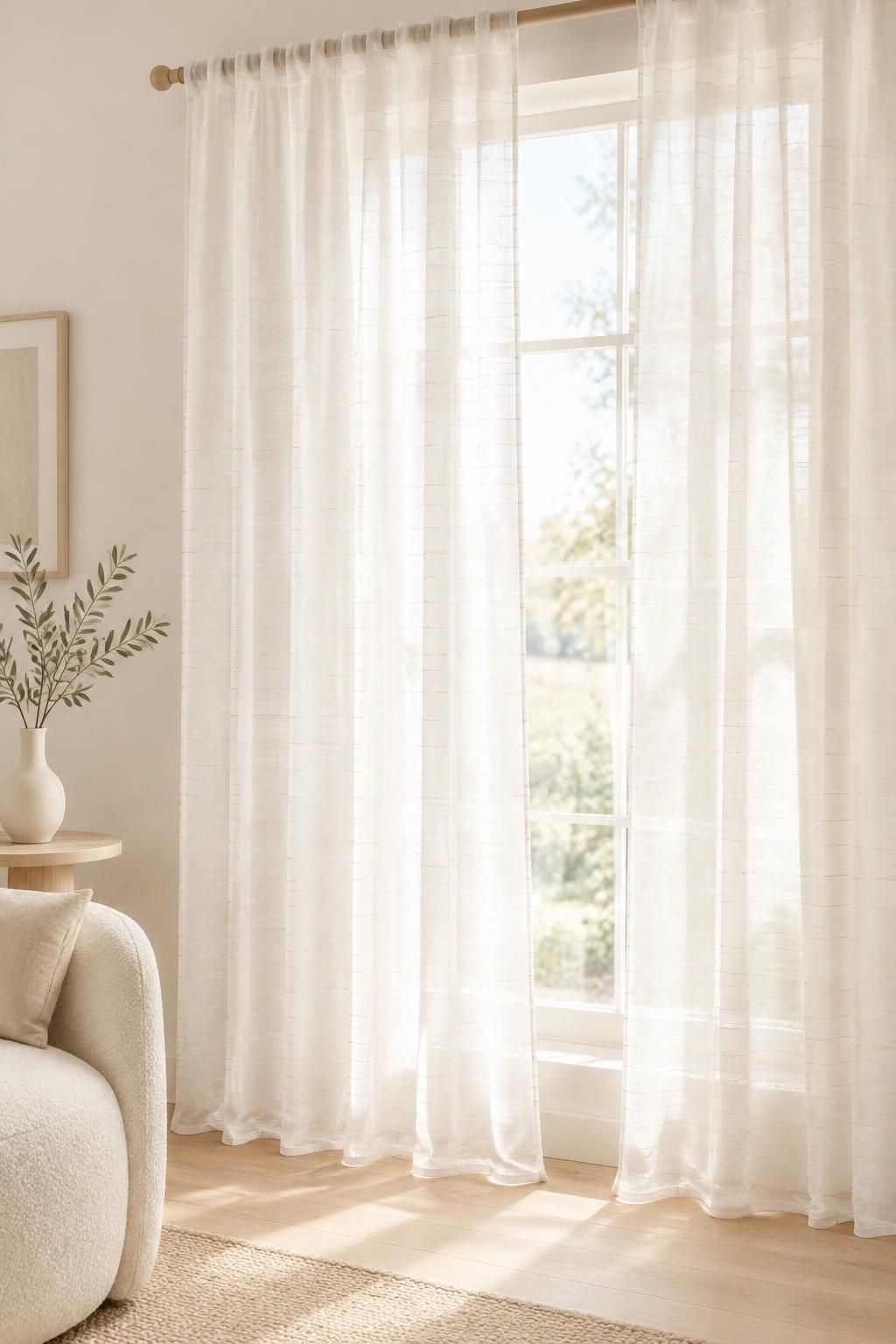 Inspiration Les voilages avec le tissu ADELE - Voile de polyester à fils lurex dorés