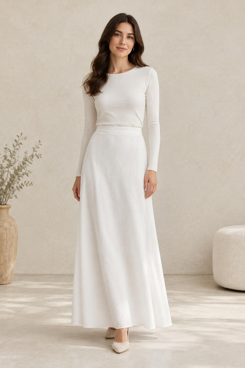 Inspiration La jupe avec le tissu SNOW - Crêpe marocain de viscose damassé
