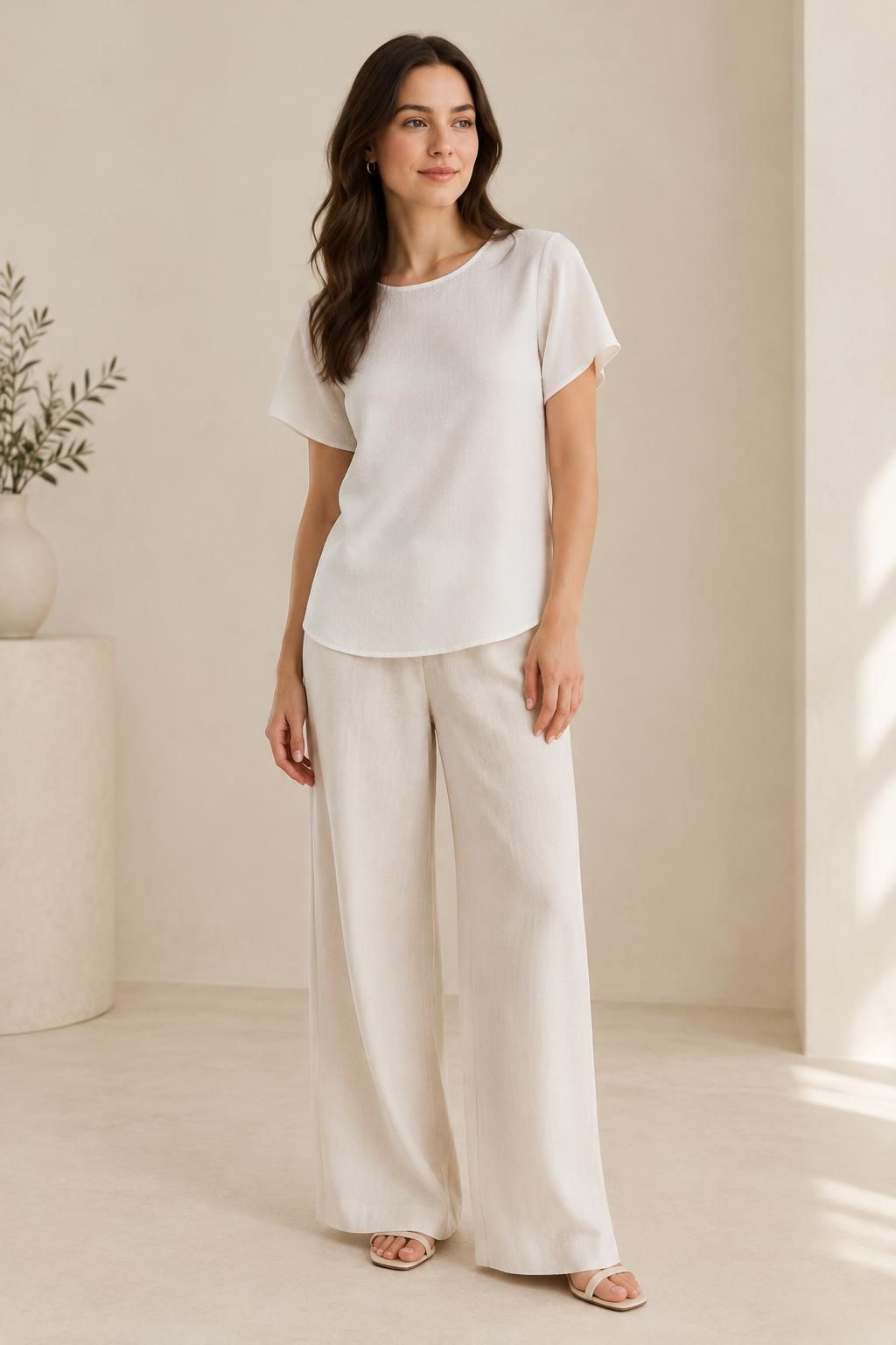 Inspiration Le top avec le tissu SNOW - Crêpe marocain de viscose damassé