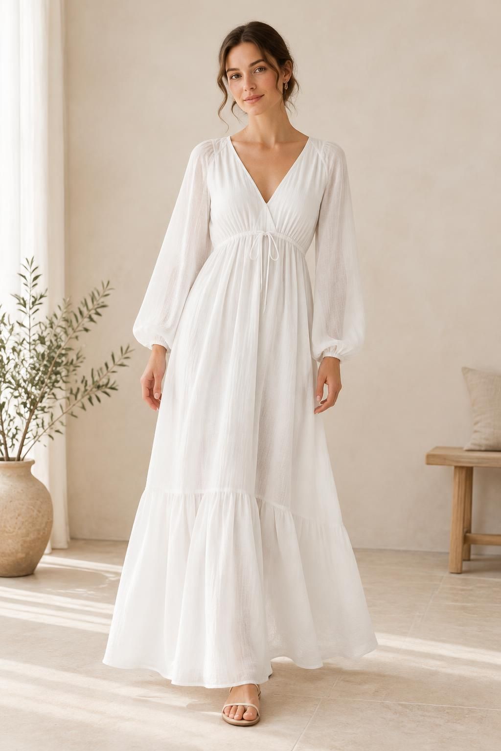 Inspiration La robe avec le tissu PERLE - Gaze de coton douce et aérienne