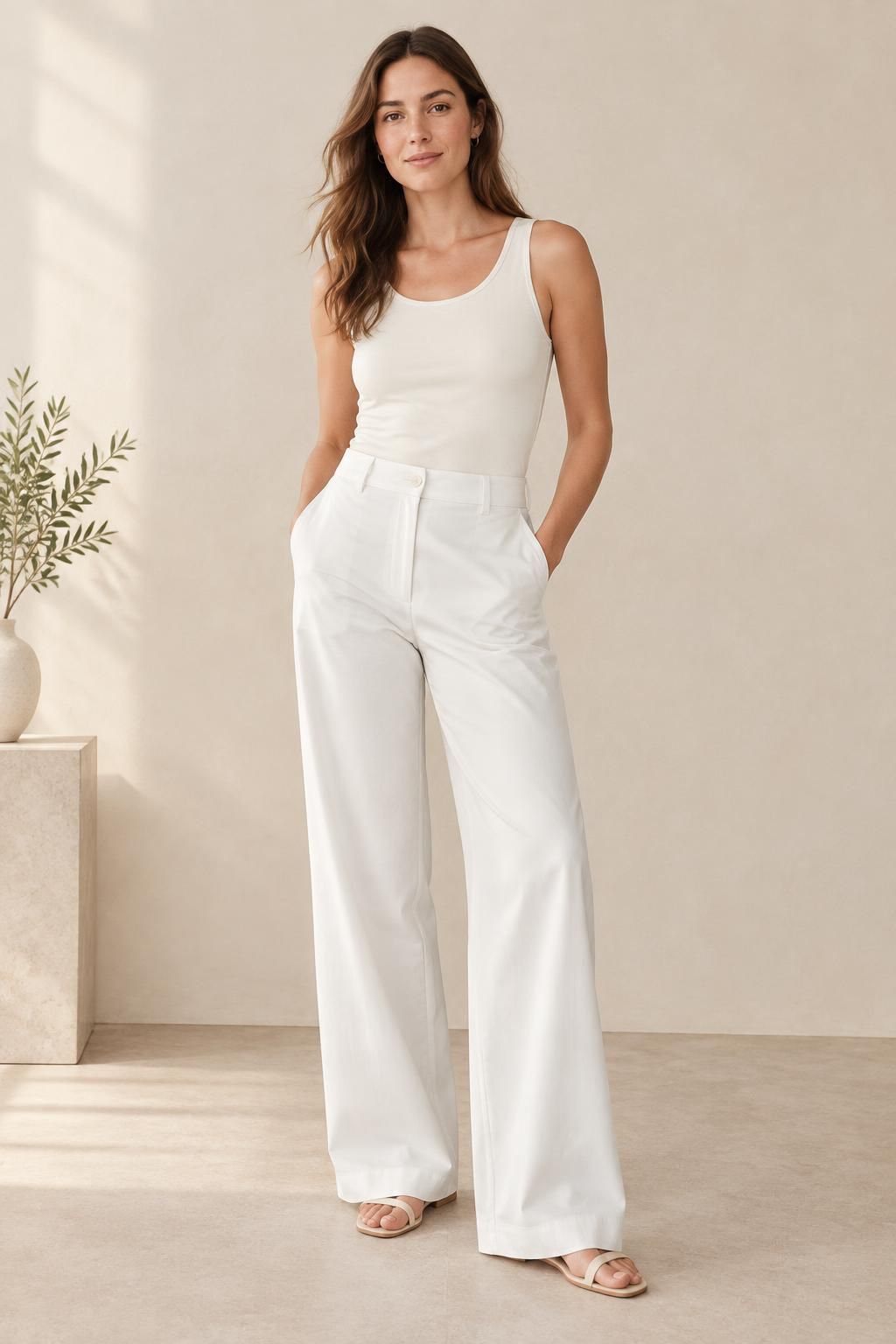 Inspiration Le pantalon avec le tissu OPALE - Popeline de coton extensible