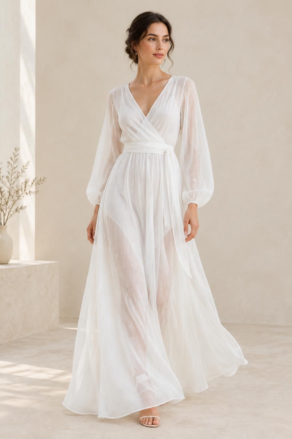 Inspiration La robe avec le tissu LUMIA - Voile de viscose flammé type organza