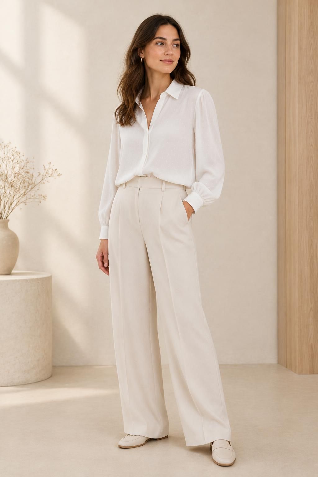 Inspiration La blouse avec le tissu SNOW - Crêpe marocain de viscose damassé