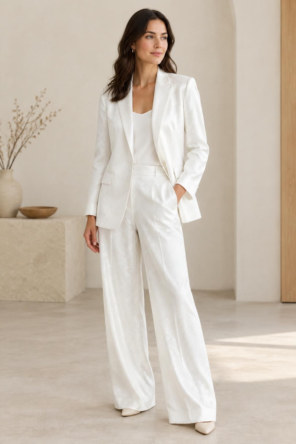 Inspiration La veste avec le tissu MOON - Jacquard de viscose satiné