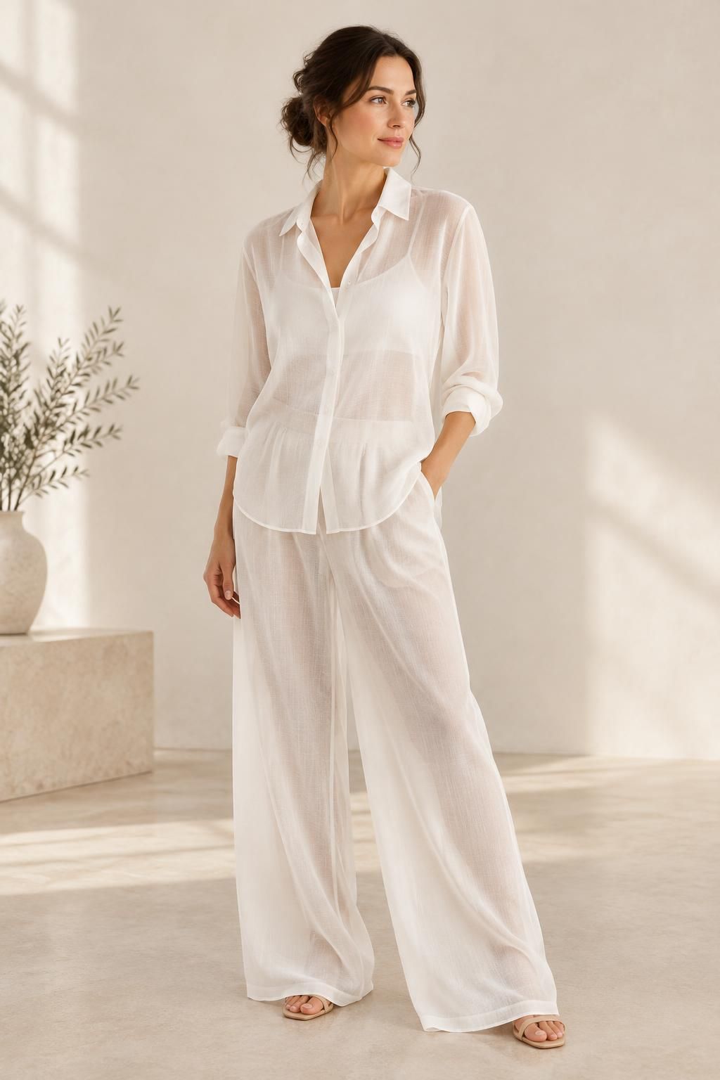 Inspiration La blouse avec le tissu RAFAEL - Gaze polyester légère transparente