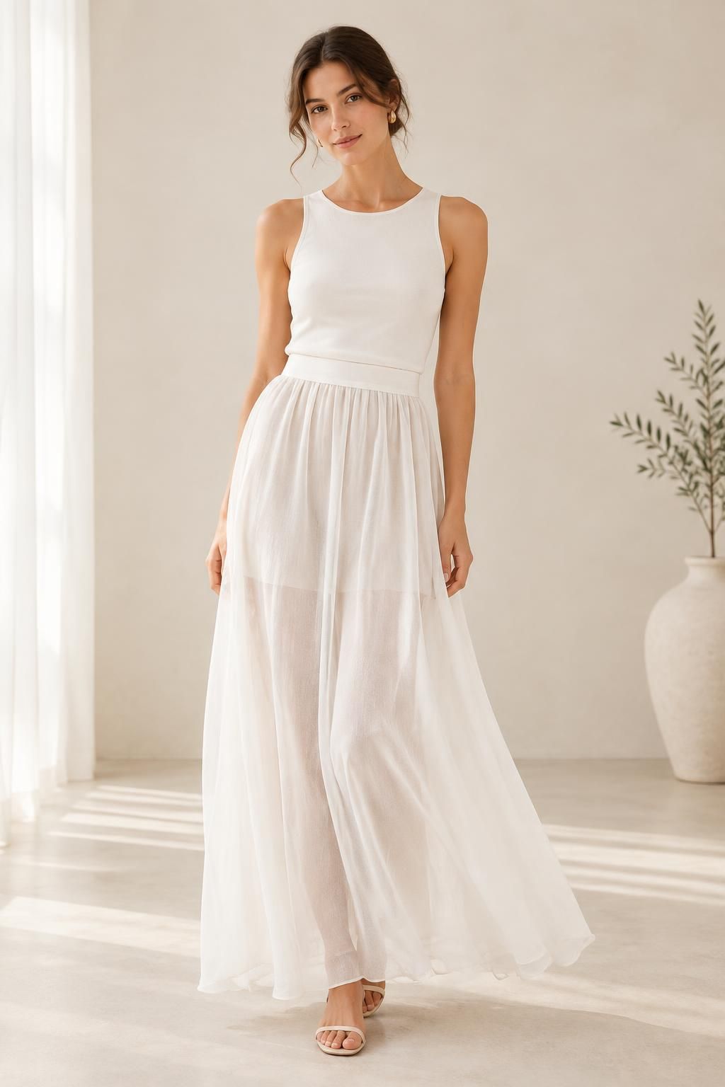 Inspiration La jupe avec le tissu RAFAEL - Gaze polyester légère transparente