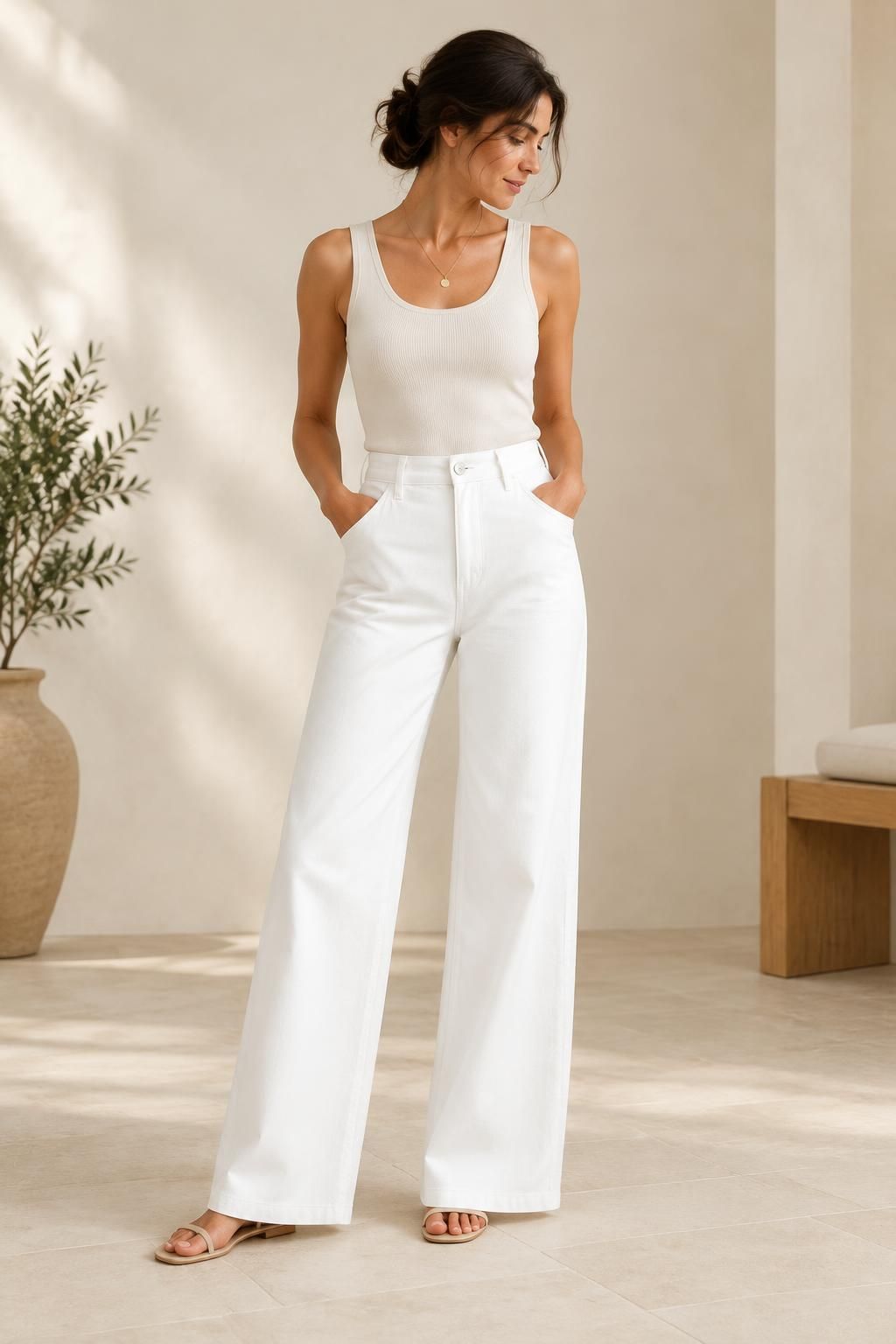 Inspiration Le pantalon avec le tissu CAMERON - Sergé de coton extensible