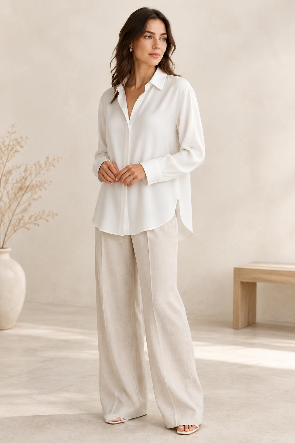 The blouse inspiration using MIRAGE - Fluid viscose plain weave fabric