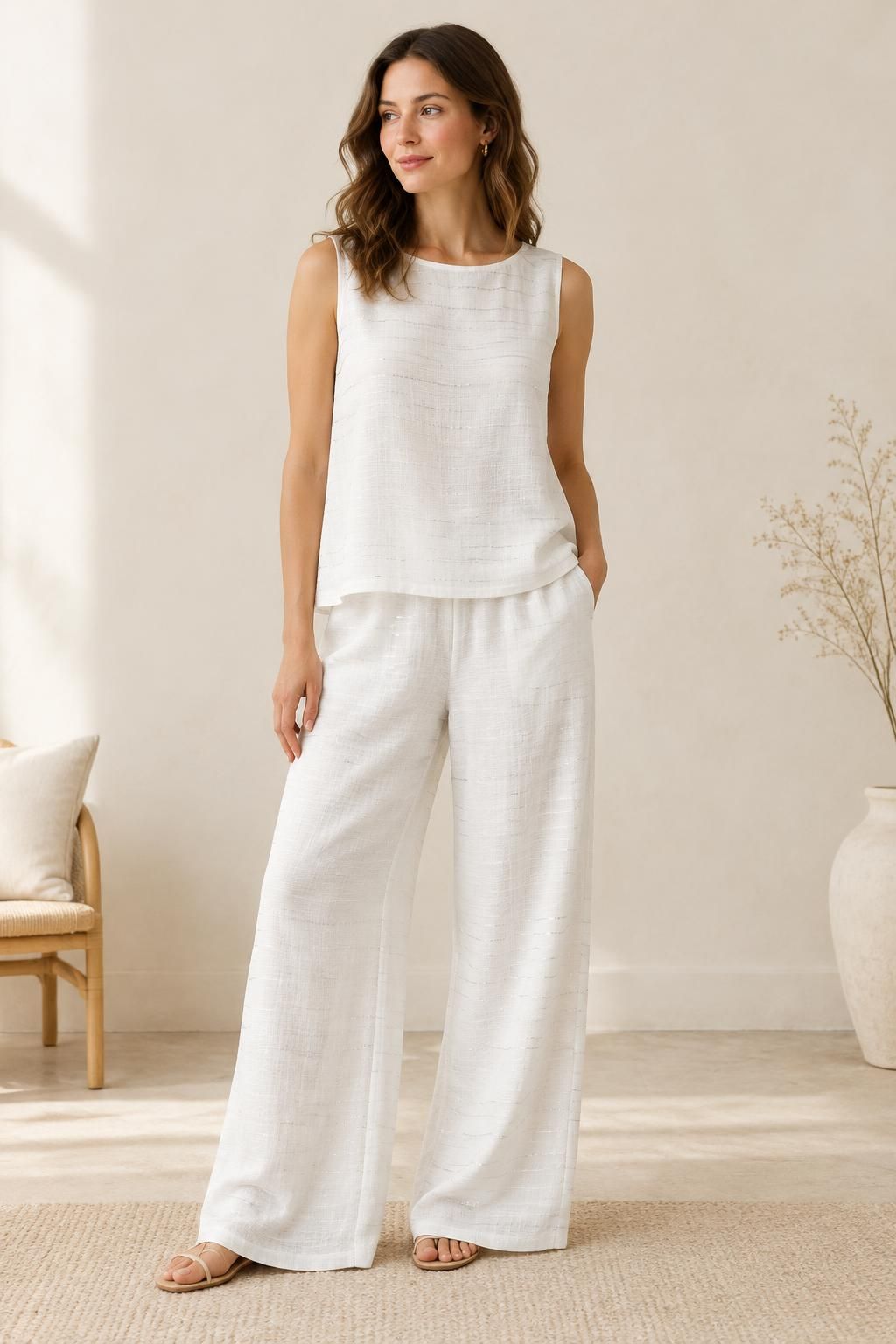 The top inspiration using SILVA - Silva - Gaze of viscose with horizontal silver lurex threads fabric