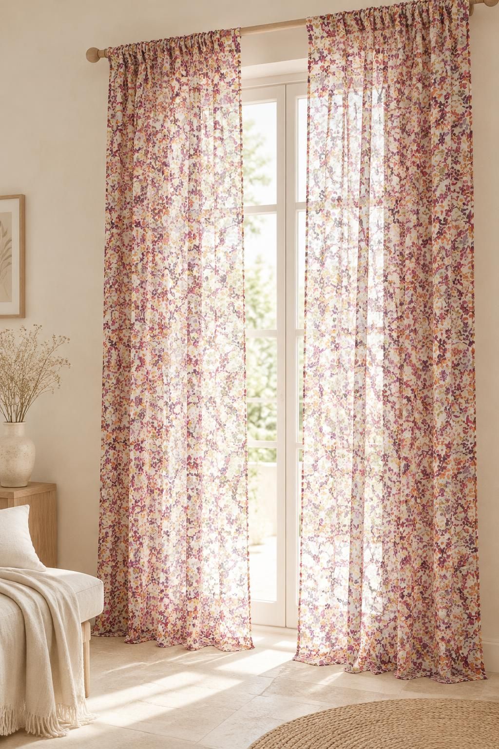The sheer curtains inspiration using Floral polyester voile with lurex fabric