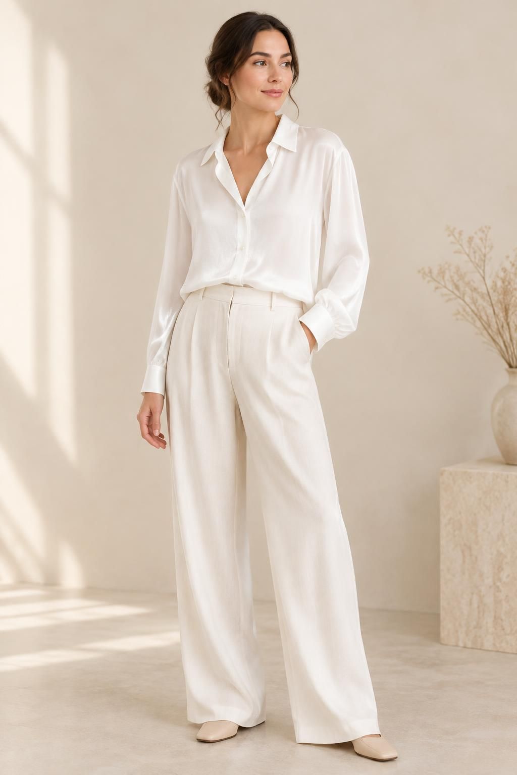 Inspiration La blouse avec le tissu ECLAT - Satin plissé léger