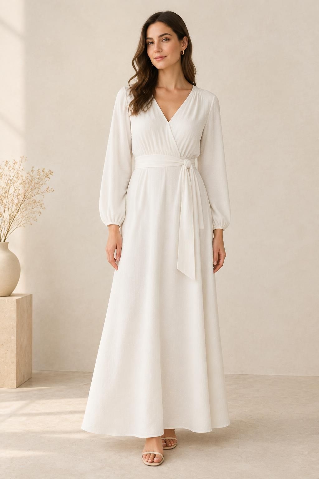 Inspiration La robe avec le tissu SNOW - Crêpe marocain de viscose damassé