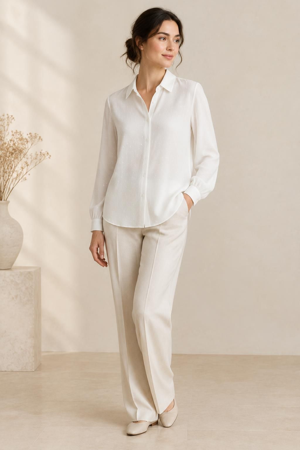 Inspiration La blouse avec le tissu SNOW - Crêpe marocain de viscose damassé