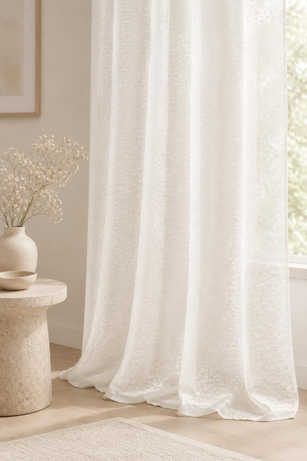Inspiration La décoration avec le tissu VELIA - Voile jacquard crinkle satiné