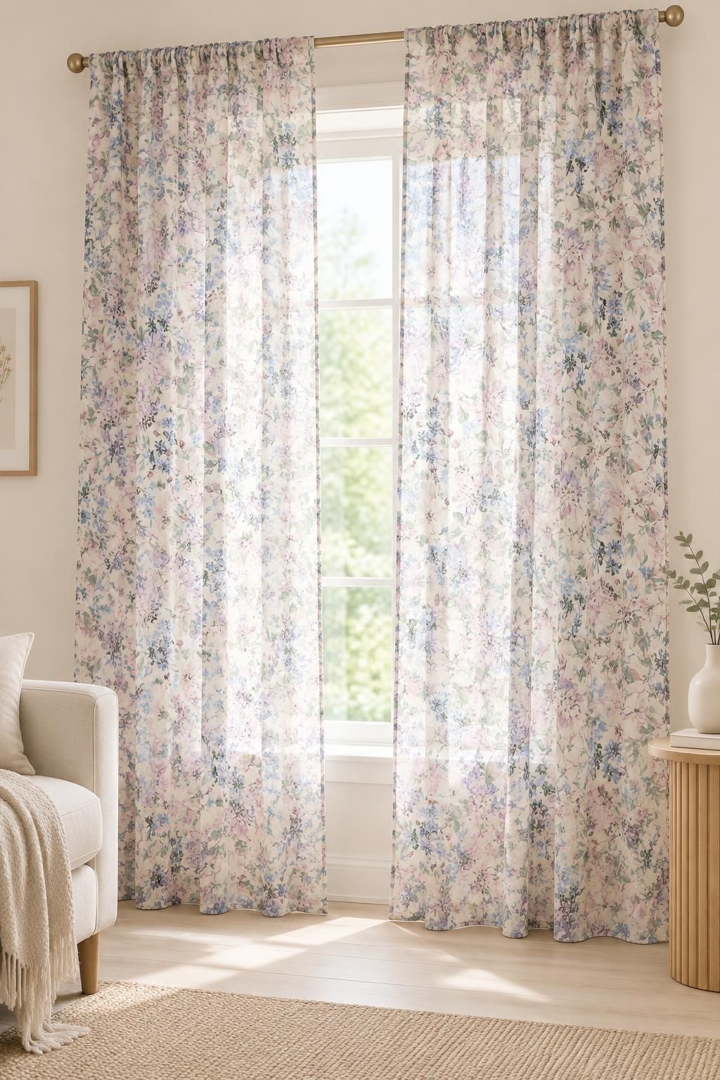 Inspiration Les voilages avec le tissu Mousseline polyester motif fleuri romantique