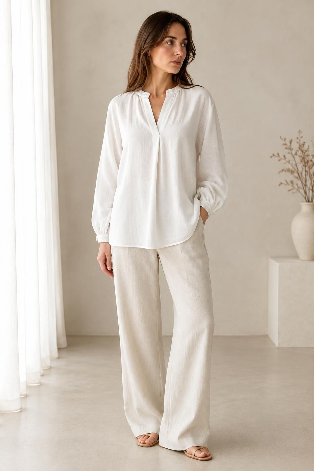 Inspiration La blouse avec le tissu NOMADE - Crêpe de viscose à l’aspect lin