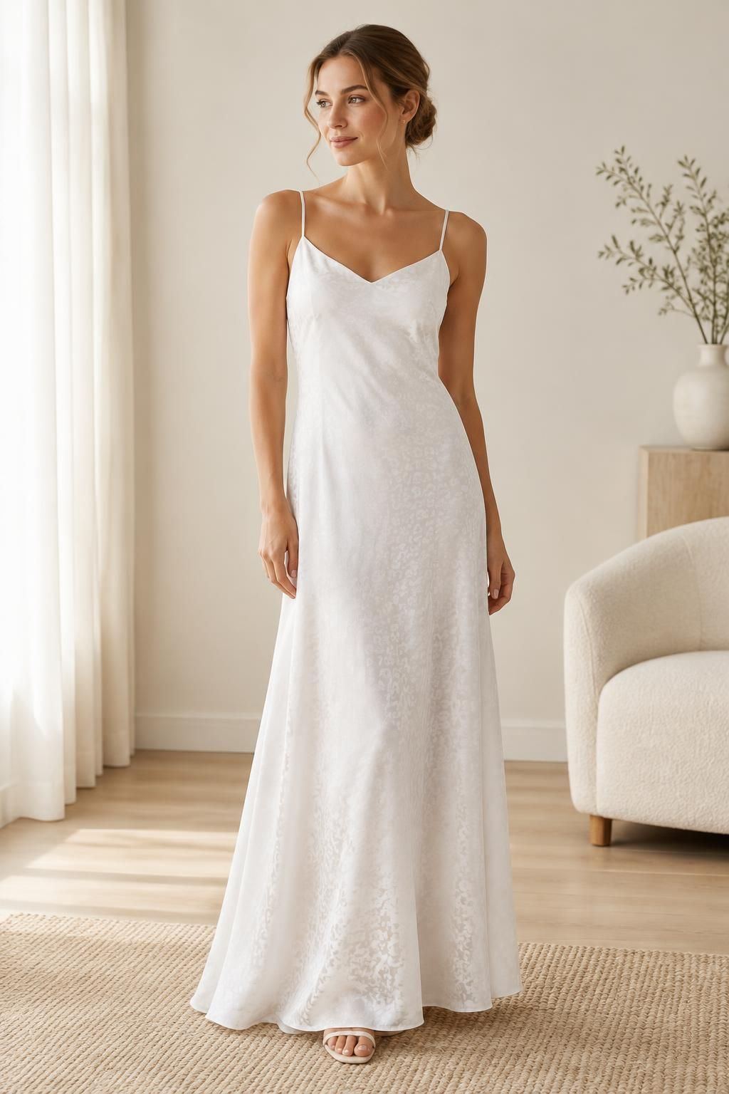 Inspiration La décoration avec le tissu Jacquard de viscose satiné, motif léopard blanc