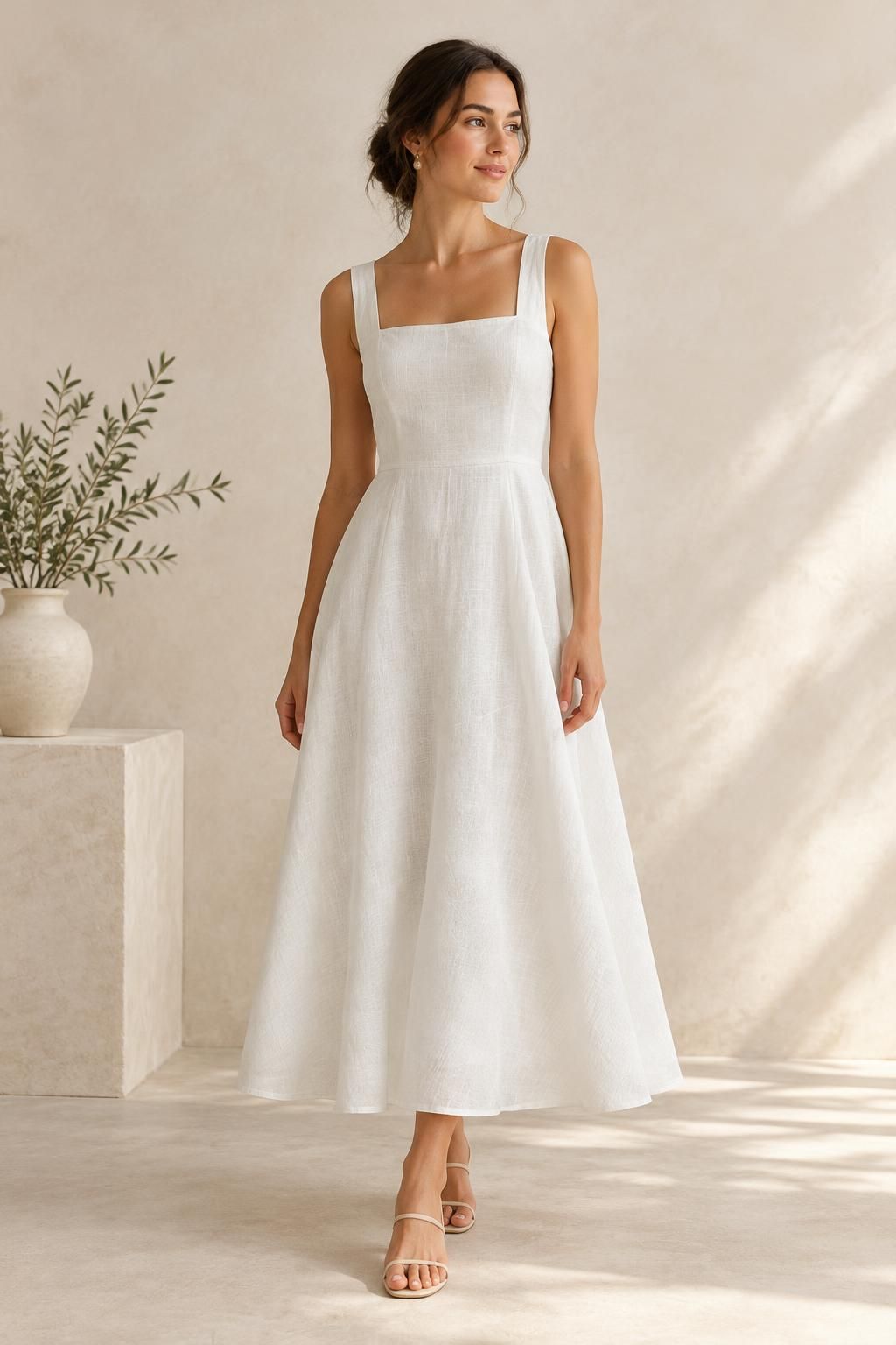 The dress inspiration using MADERA - 100% linen fabric fabric