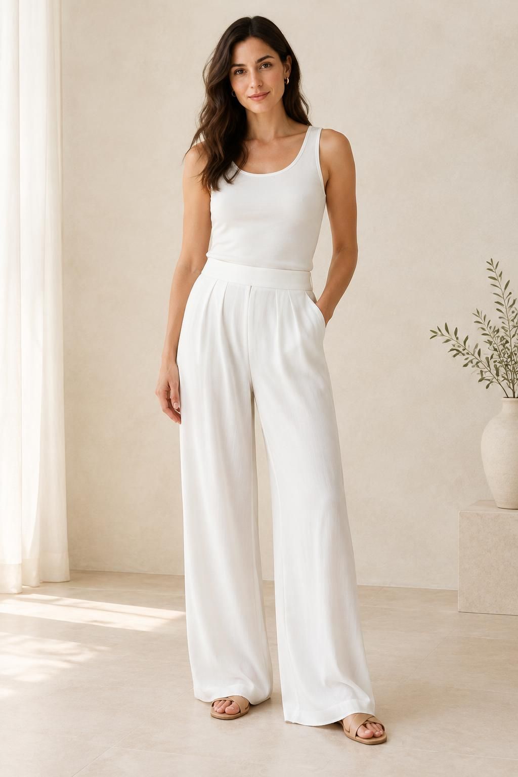 Inspiration Le pantalon avec le tissu GAIA - Toile de viscose Ecovero unie