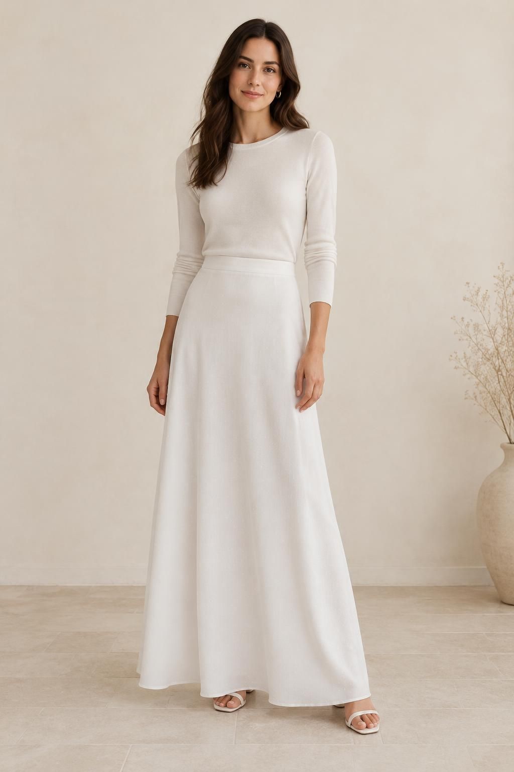 Inspiration La jupe avec le tissu SNOW - Crêpe marocain de viscose damassé
