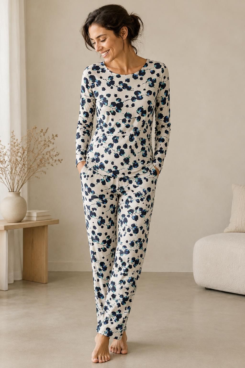 Inspiration La tenue détente avec le tissu Jersey viscose élasthanne floral graphique