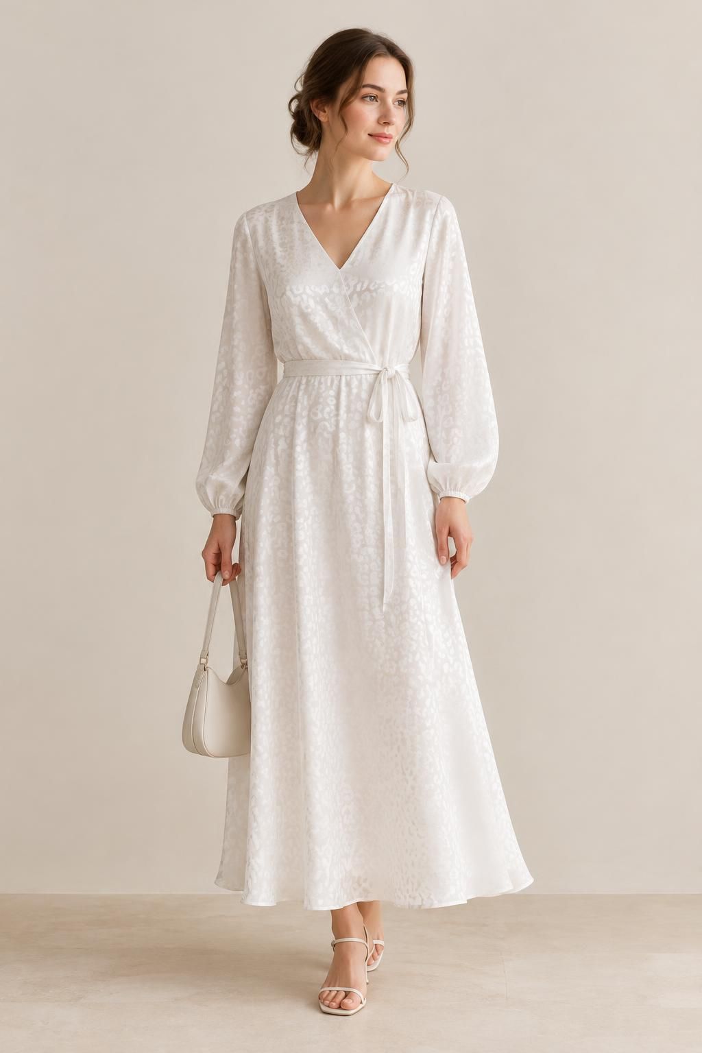 Inspiration Les accessoires avec le tissu Jacquard de viscose satiné, motif léopard blanc