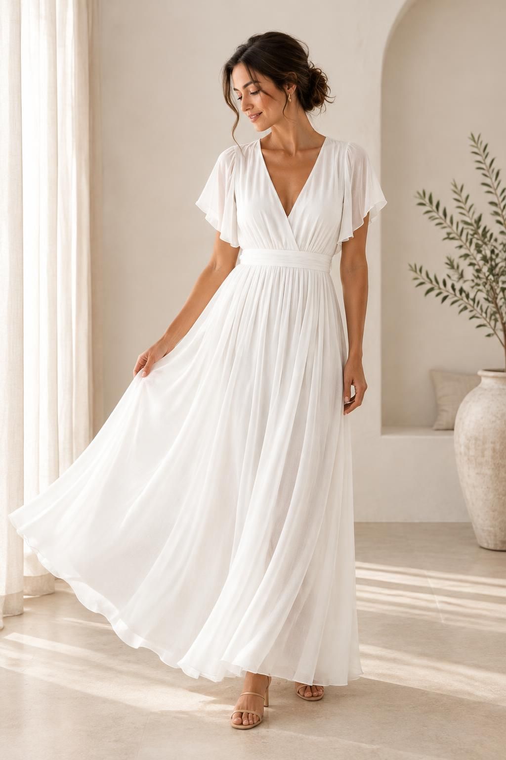 The dress inspiration using CLOUDSTONE - Viscose voile fabric