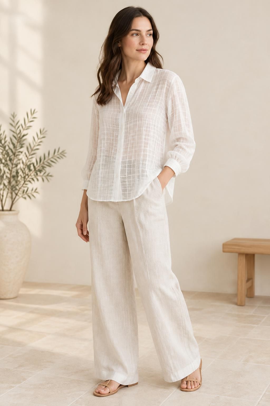 Inspiration La blouse avec le tissu VIREL - Batiste de coton à carreaux texturée