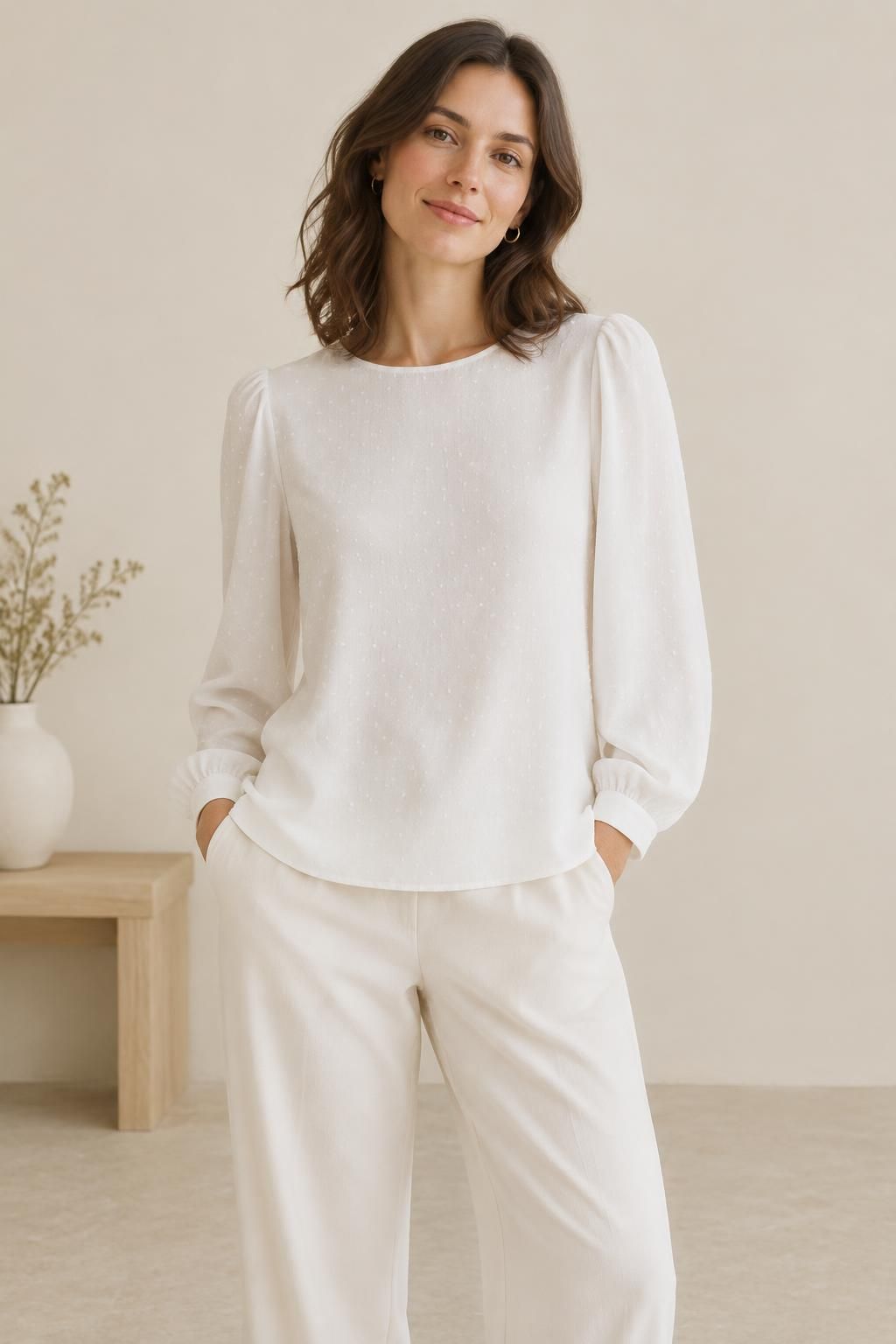 Inspiration Le top avec le tissu SNOW - Crêpe marocain de viscose damassé