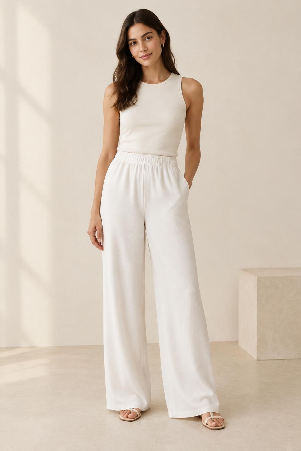 Inspiration Le pantalon avec le tissu SNOW - Crêpe marocain de viscose damassé