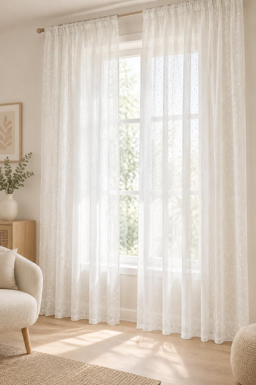 Inspiration Les voilages avec le tissu CELESTE - Voile de polyester plumetis