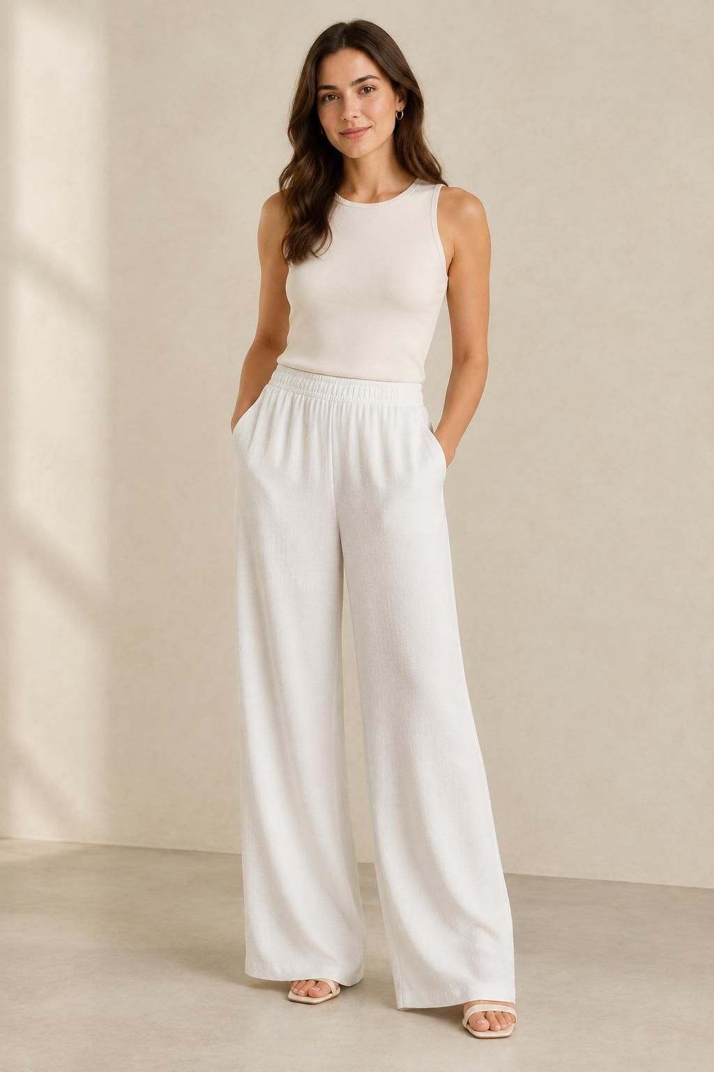 Inspiration Le pantalon avec le tissu SNOW - Crêpe marocain de viscose damassé