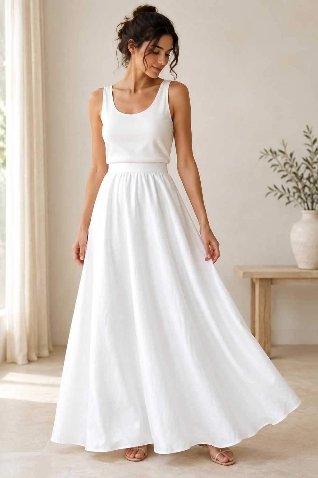 Inspiration La jupe avec le tissu ZEPHIR - Satin de coton léger