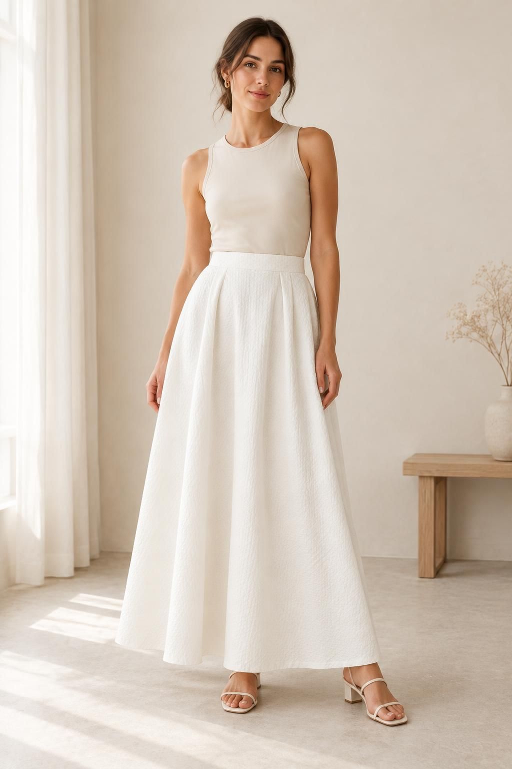 Inspiration La jupe avec le tissu ALSELI - Coton épais nid d’abeille