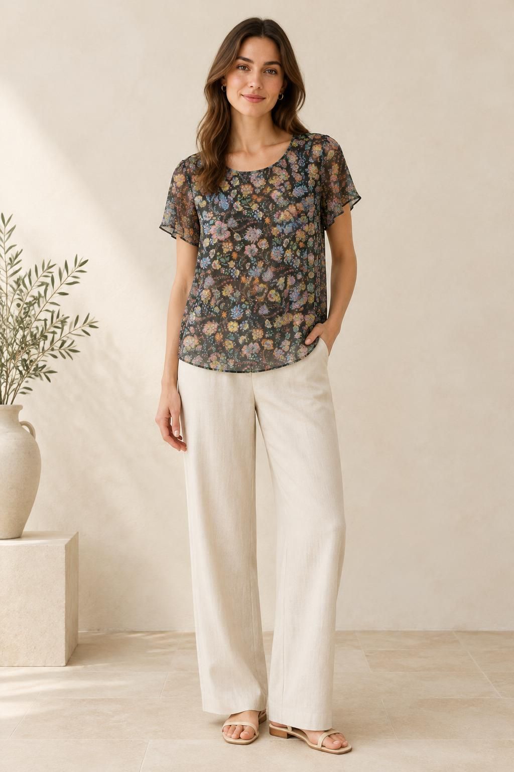 The top inspiration using Polyester crêpe voile, multicoloured bohemian floral pattern fabric