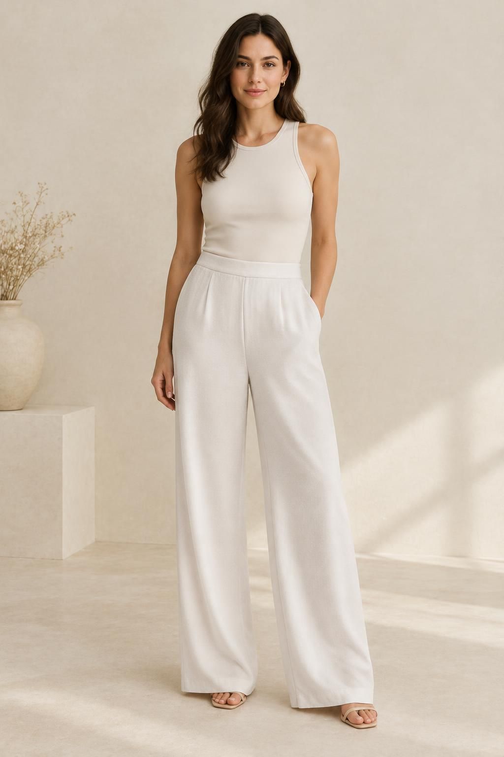 Inspiration Le pantalon avec le tissu SNOW - Crêpe marocain de viscose damassé