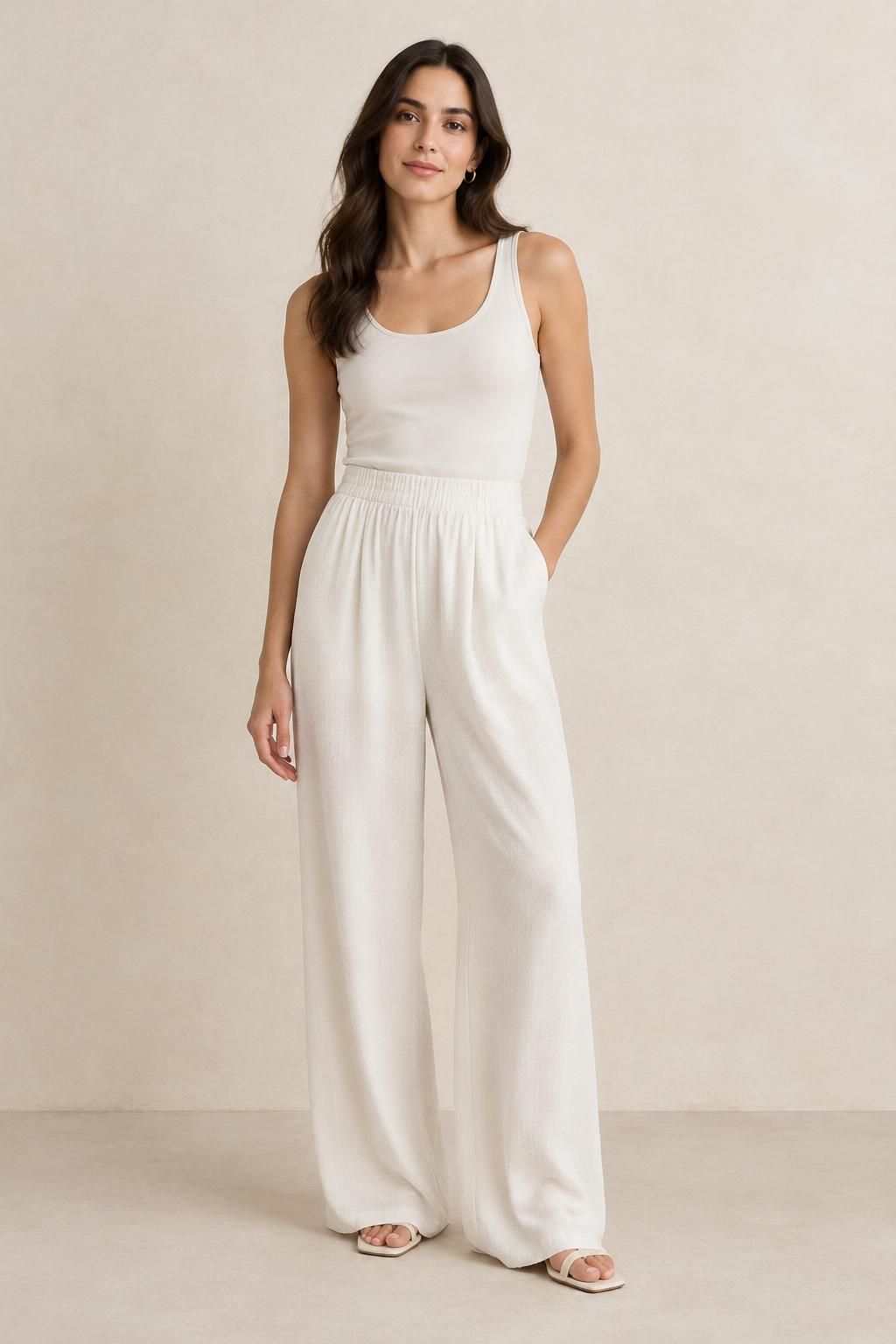 Inspiration Le pantalon avec le tissu SNOW - Crêpe marocain de viscose damassé