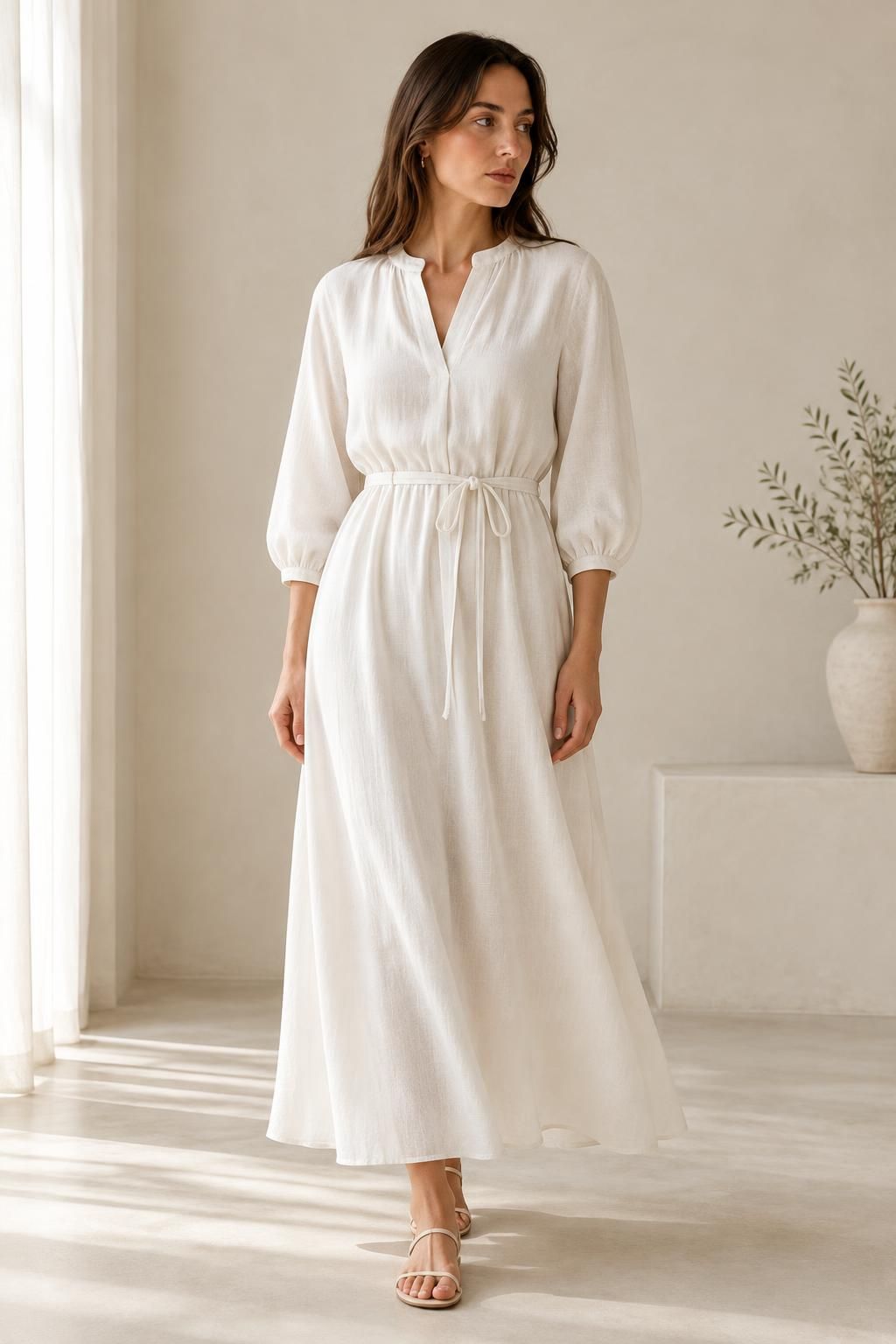 Inspiration La robe avec le tissu NOMADE - Crêpe de viscose à l’aspect lin