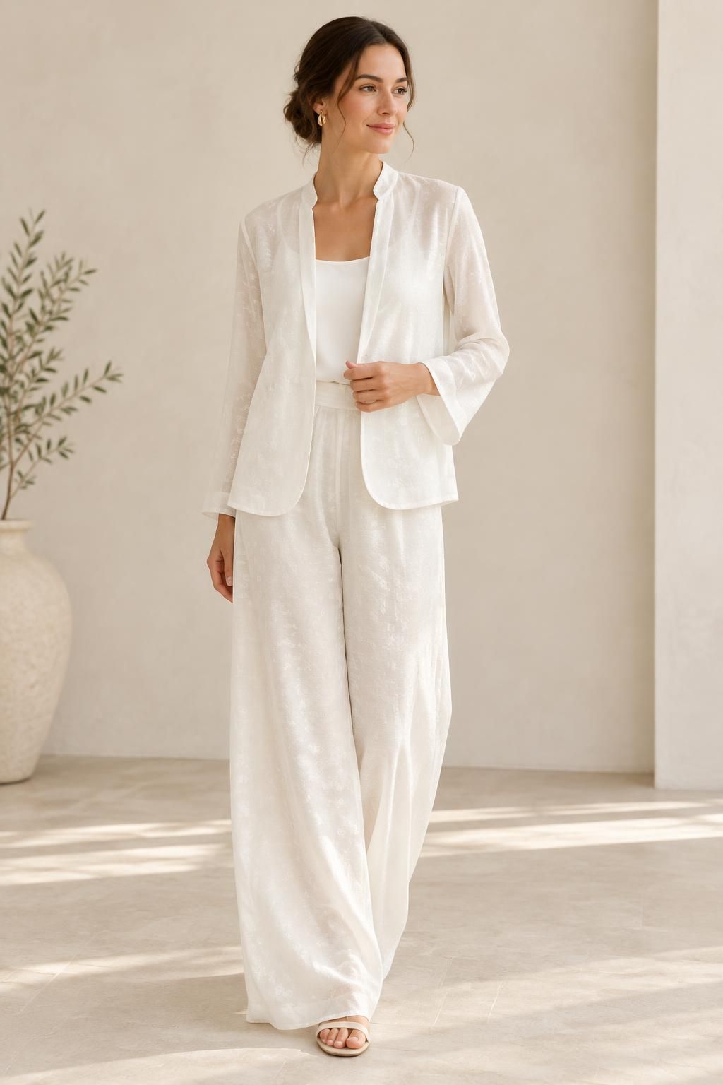 Inspiration La veste avec le tissu VELIA - Voile jacquard crinkle satiné