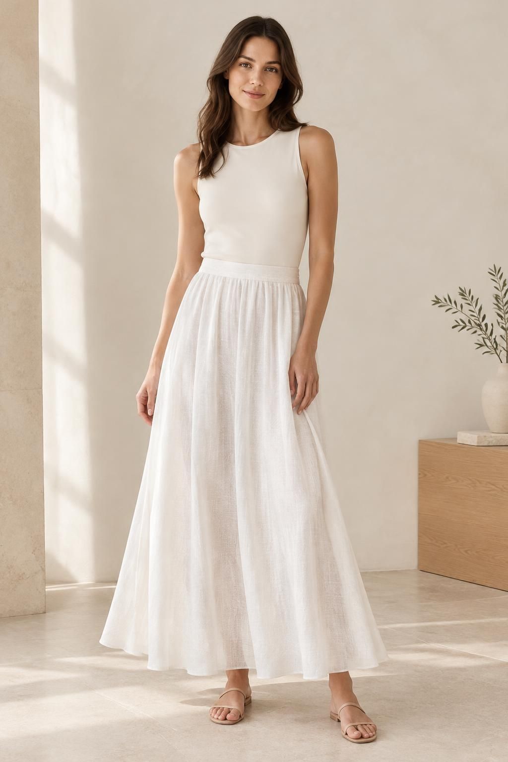 The skirt inspiration using CALI - Lightweight Viscose Linen Effect fabric
