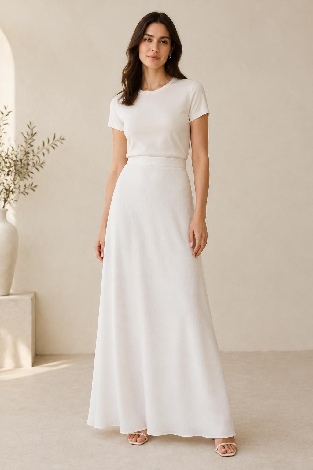 Inspiration La jupe avec le tissu SNOW - Crêpe marocain de viscose damassé