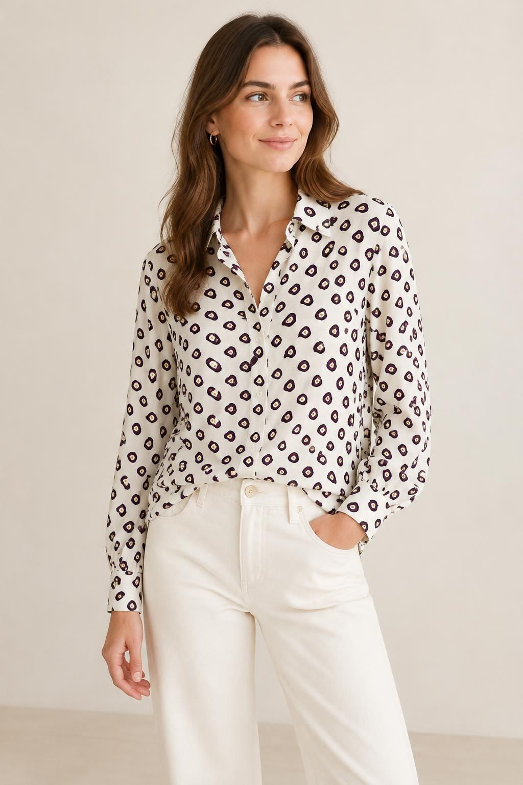Inspiration La blouse avec le tissu Crêpe de polyester, motif cachemire romantique