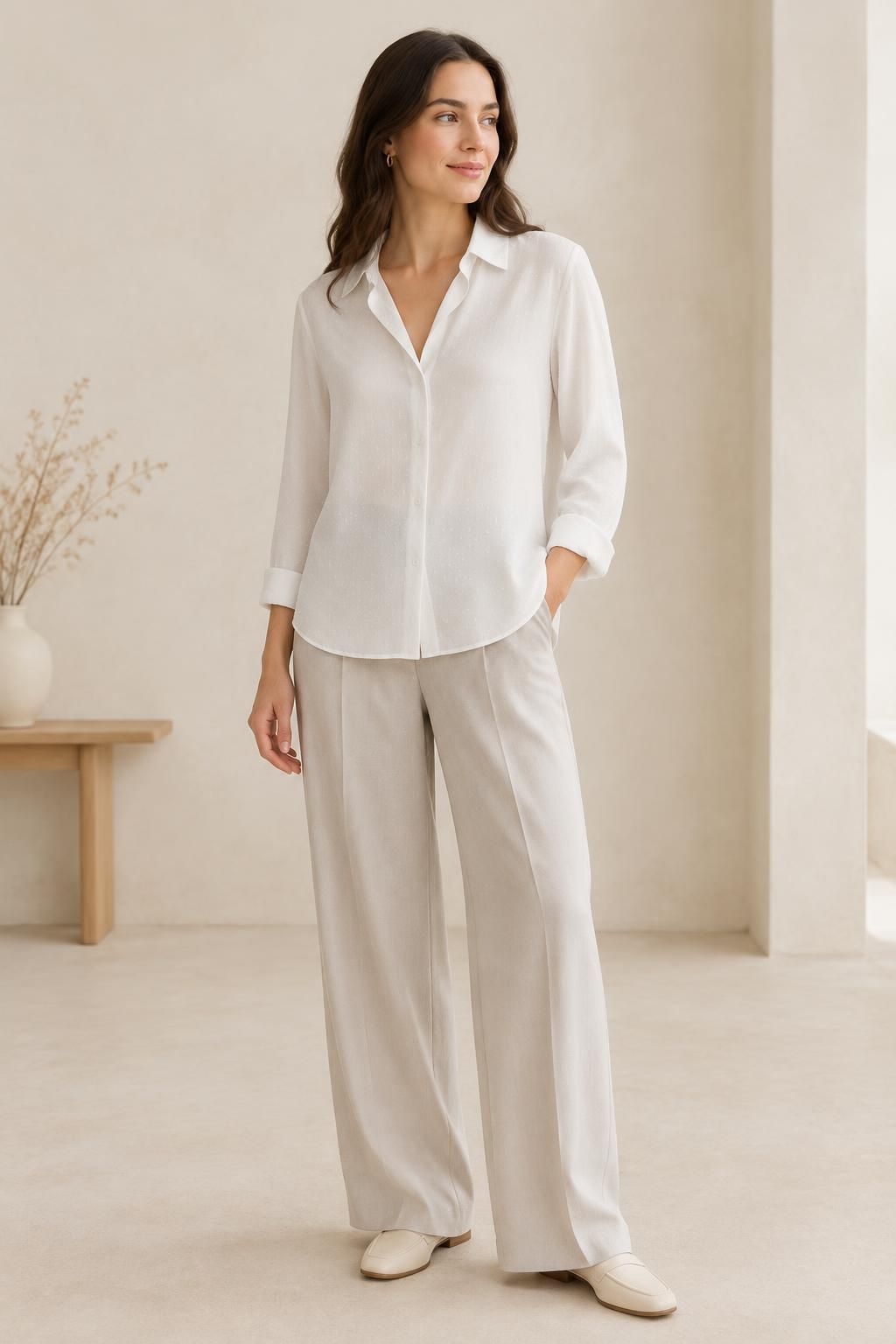 Inspiration La blouse avec le tissu SNOW - Crêpe marocain de viscose damassé