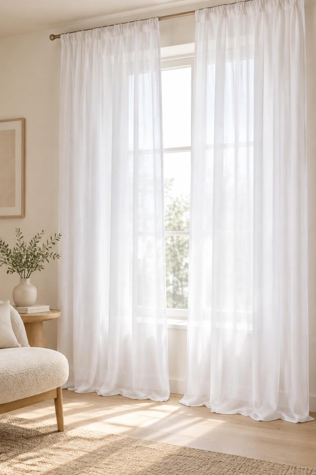 Inspiration Les voilages avec le tissu Voile satin polyester fluide - Nuances de blanc